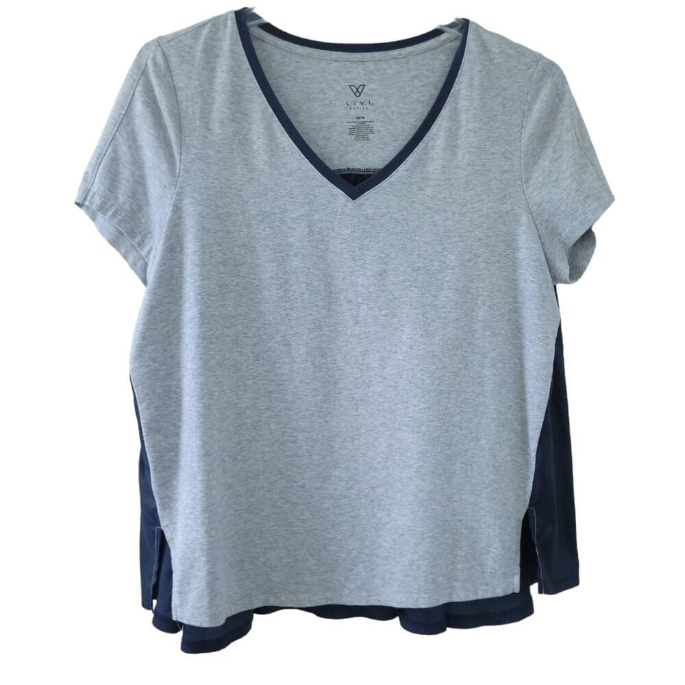 Livi Active Athletic Short Sleeve Shirt 14/16  VNeck Workout Top Athleisure